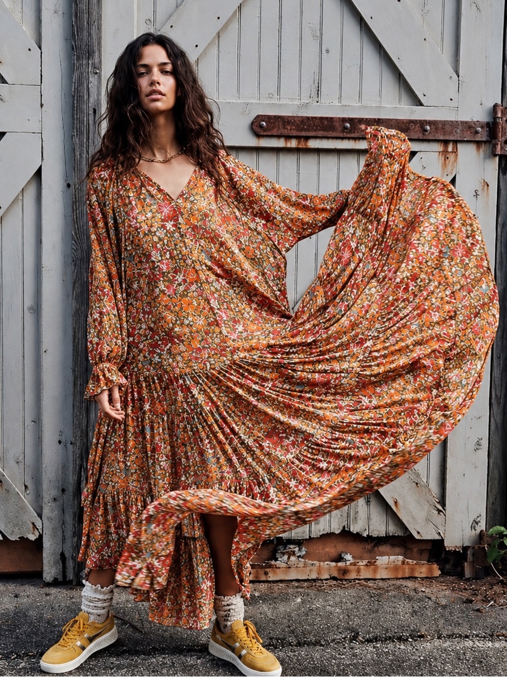 Free People feelin groovy floral maxi dress w/slip - s